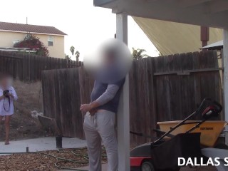 Outside Cock Flashing the NEIGHBOR'S WIFE! & she Starts taking Photos before he comes Home!