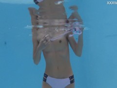 Hungarian tiny beauty Hermione Ganger in the pool