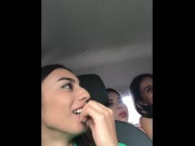 Preview 1 of three pretty latinas go for a party in the uber