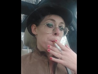 Cigarette Smoking in Mistress Car Video