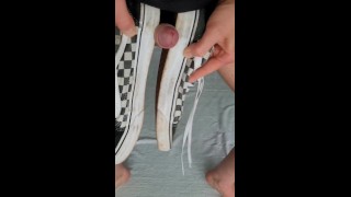18 Twink sniffs and fucks Vans, cums and licks cum from shoe
