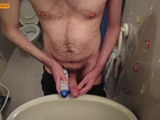 Comparing my hairy cock to two deodorants Video