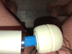 Inserting my wife’s We Vibe Jive Into My Foreskin But Had To Switch To the Hitachi Magic Wand To Cum