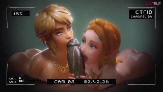 Link & Zelda wedijveren voor Ganandorf's lul 🍆 [Het Legend van Zelda porno-animatie]