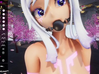 Hentai Vtuber Elfie Love gets double penetration w/ ballgag & squirts in VR (3D / VRCHAT / MMD) Video