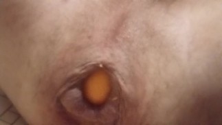 Gape training my sexy ass giant orange stretching out my loose hole