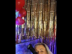 BLACK DILDO blowjob COW heels oil squirt Fishnet tights