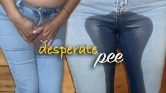 Zu viel Bier für Jazmin, sie kann es nicht mehr aushalten und pisst sich in die Jeans!