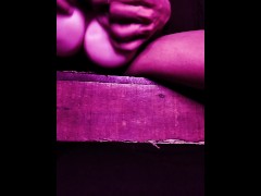 Musterbation before going to bed, under LED lights