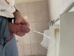 Big uncut cock, peeing in a public toilet POV 4K 60 FPS