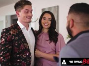 Preview 2 of WE SWING BOTH WAYS - Bisexual Threesome At The Office With Sophia Burns' New BF And Her Coworker