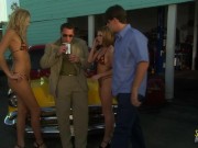 Preview 3 of Group anal sex at a car repair shop can e very arousing for the milfs