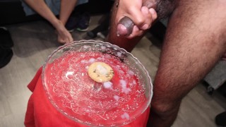 A GROUP OF HORNY GUYS CUM ON A COOKIE AND THE LOSER HAS TO EAT IT!!!