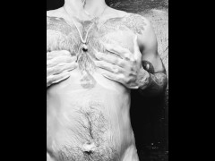 A hot man washes himself in the shower. Erotica for women