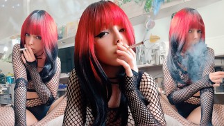 Gothic Girl Smoking in body fishnets (full vid on my 0nlyfans/Manyvids)