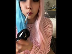 Small Gamer Girl Smoking on BBC dildo (full vid on my 0nlyfans/Manyvids)