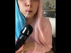 Small Gamer Girl Smoking on BBC dildo (full vid on my 0nlyfans/Manyvids)