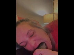 I must let  him cum on my face or tits