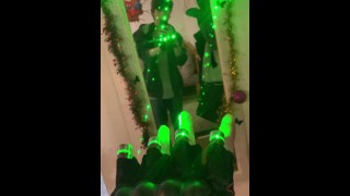 Laser show near a mirror in a glove