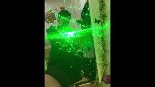 Laser show near a mirror in a glove
