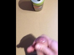 My cumshot hit the logo on the soda can