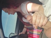 Preview 6 of super hot redhead driving while giving handjob