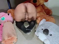 Indian babe masturbation in black nylon socks