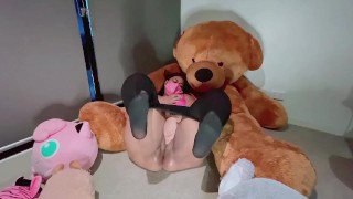 Indian babe masturbation in black nylon socks