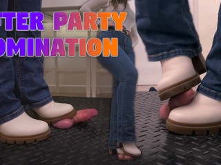 After Party Domination in White Boots - Cock Crush, Cock Trample, Crushing, Trample, Bootjob Video