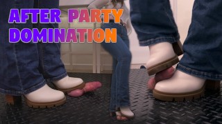 After Party Domination in White Boots - Cock Crush, Cock Trample, Crushing, Trample, Bootjob