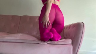 Foot Tease In Pink Tights
