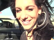 Preview 3 of Bella Reese plays with her pussy in the car to get her husbands cock hard