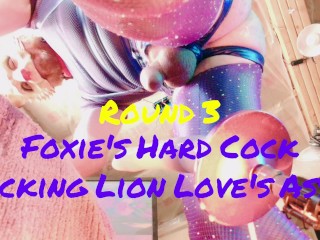Foxie's Squirting Cock Cumming in Lion's Ass round 2