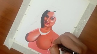 Erotische Art of tekening van sexy en Divine Indische vrouw genaamd "Enchantress"