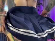 Preview 5 of How about anal with a sexy girl in a school uniform? Hot ass in skirt bouncing on cock