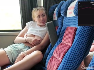 Risky! Girl Cums on Public Bus — Full Scene — See the Full Scene