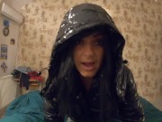 Preview 3 of PREV MilfyCalla  My friend cums 3 times on my New black shiny Puffy DownJacket!-174