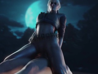 Ciri in cowgirl pose riding Big Dick . The Witcher Video