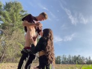 Preview 6 of Busty Fit Goth Girl DEEPTHROATS Dick OUTSIDE In Broad Daylight