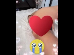 Tight asian girl on her period still wants fuck and surprise’s boyfriend with anal instead - clip