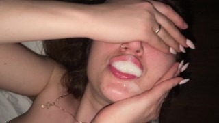 Stepmom loves to swallow a lot of sperm