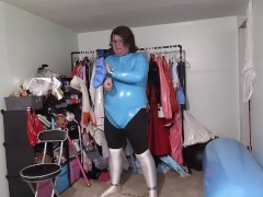 PVC Leotard Magical girl Breathplay Trial: Shower cap