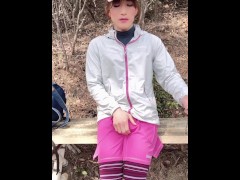 初めて野外オナニーした時の動画 おむつおもらし男の娘 6/16