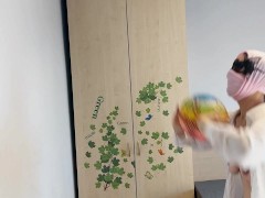 NO BRA jumping playing ball