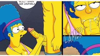 Marge geneukt door haar sportschooltrainer
