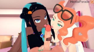 Hentai Nessa x Sonia Trio Pokemon sem censura