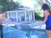 Preview 1 of She called the poolboy to clean the pool but he cleaned her juicy pussy instead