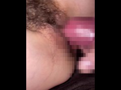 【局部アップどエロ】美人妻の剛毛ま○こに生挿入＆大量射精！