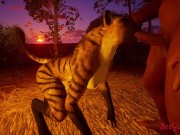 Preview 2 of Furry hyena fucks a big man with a big cock who fucks her at sunset