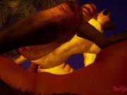 Preview 6 of Furry hyena fucks a big man with a big cock who fucks her at sunset